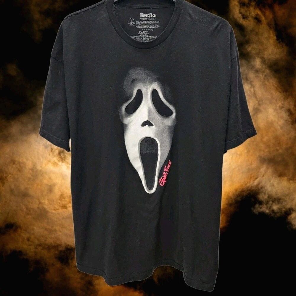 Ghost Face The Icon Of Halloween T-Shirt Mens 3XL Tee Black Scream Casual